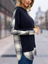 'Lireal' Split Colour Plaid Long Sleeve Hoodie - Celes Fashion